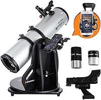 Vista 14 de Celestron StarSense Explorer 114AZ Telescopio habilitado para aplicaciones – Dobsonian de mesa de 4.488 in con base para teléfono inteligente