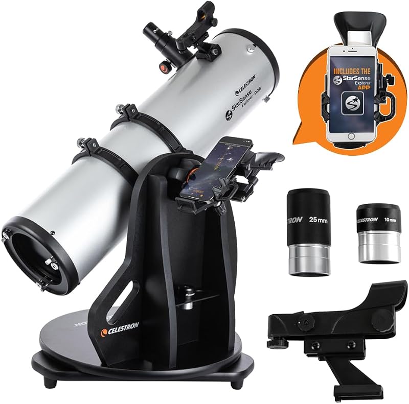 Telescopio Dobsoniano de mesa habilitado para aplicación Celestron StarSense Explorer de 150 mm | Aplicación StarSense Explorer para buscar objetos, gran apertura de 150 mm, vistas brillantes del cielo profundo, dobsoniano de mesa estable, portátil