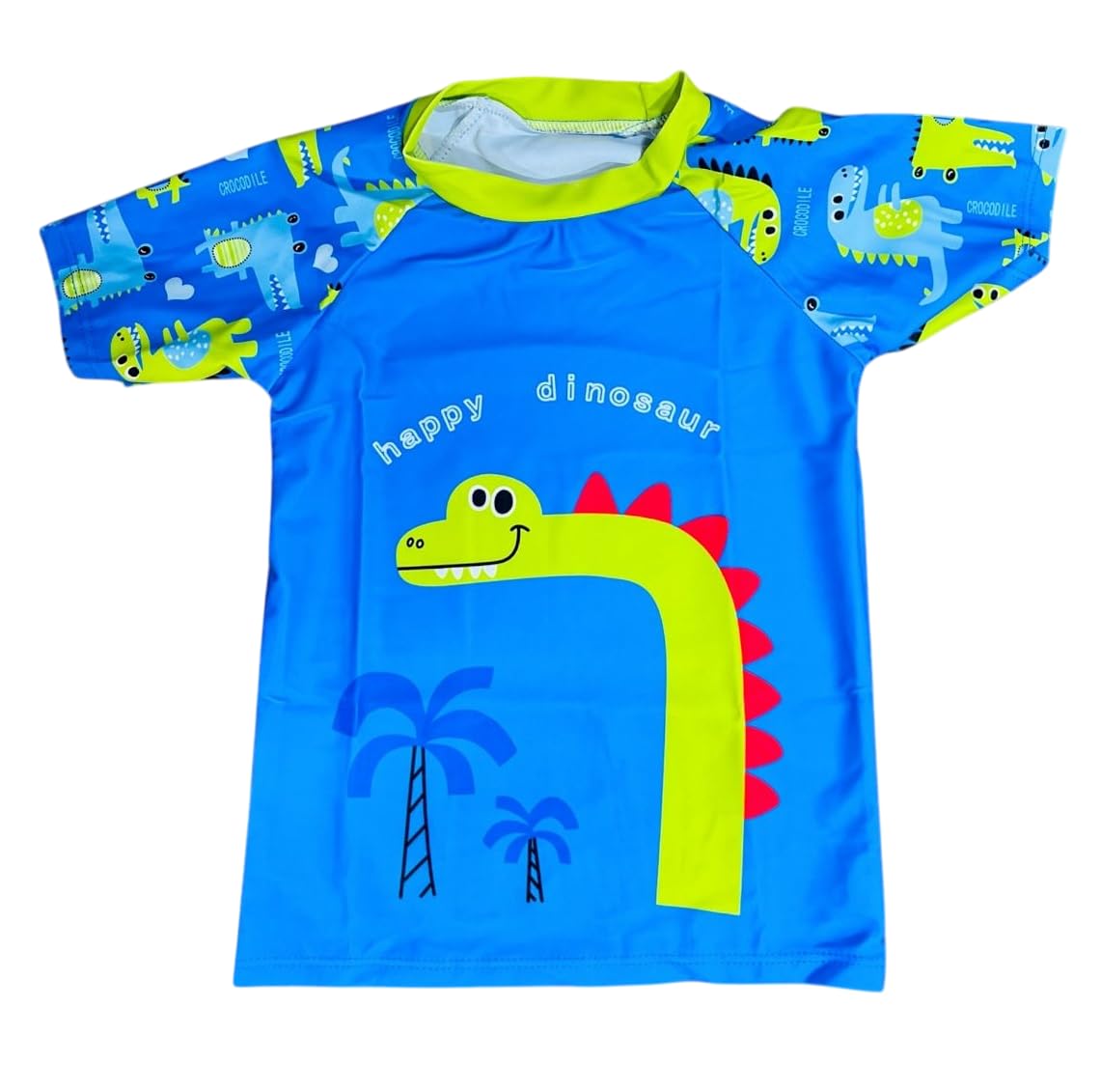 THE MORNING PLAY Kids Boys Swimming Costume Set, T-Shirt, Shorts and Cap, 3-Piece (in, Age, 5 Years, 6 Years, Regular, Dino Blue) - Image 4 thumbnail