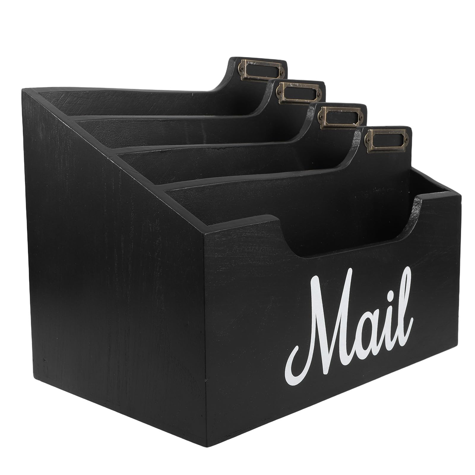 Boîte de rangement de documents et lettres avec organisateur de bureau en bois foncé Ciieeo