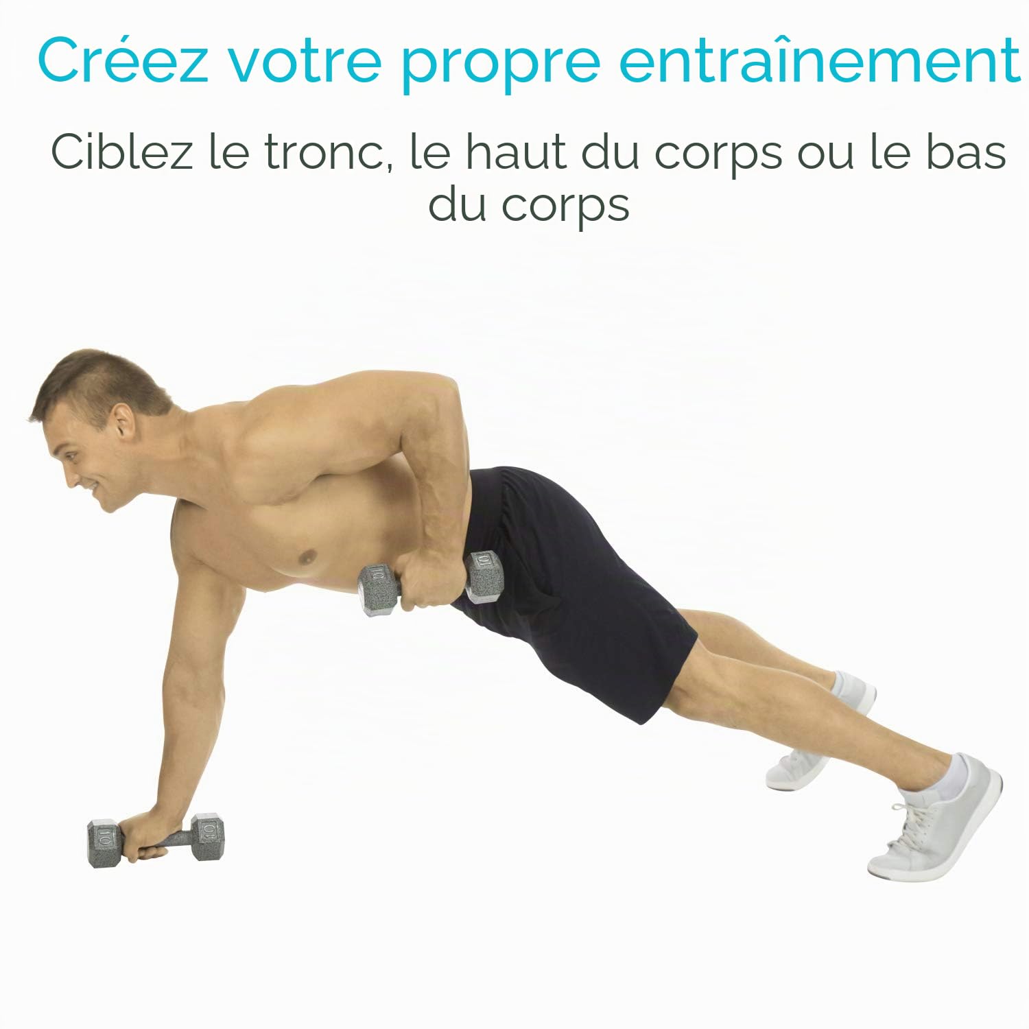 Vive Affiche d'exercices d'haltères Entraînement à domicile pour le haut, le bas et le corps - Tableau de poids corporel plastifié pour le dos, les bras, le tronc et les jambes (76,2 x 43,2 cm)