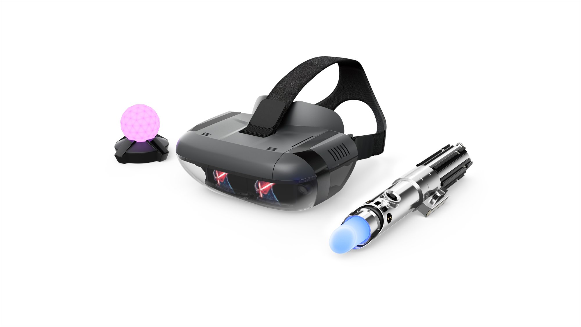 Lenovo - Desafios Jedi - Paquete de Realidad Virtual (VR) con las Gafas de realidad aumentada Lenovo Mirage + Mando espada láser + Baliza de movimiento