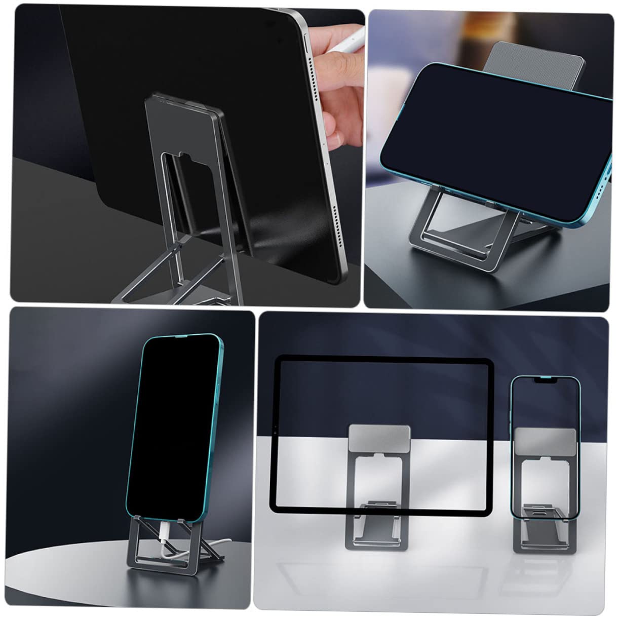 Gatuida 3pièces Support Téléphone Et Tablette Pliable Support Réglable Multi-Angles pour Visionnage De Films Études Et des Appareils Couleur Grise