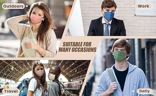 Newla Face Mask Disposable Adult - 4 Ply Protection Masks 50 Pack Individually Wrapped Mask Multicolored Breathable Safety Masks For Women & Men #TOP6