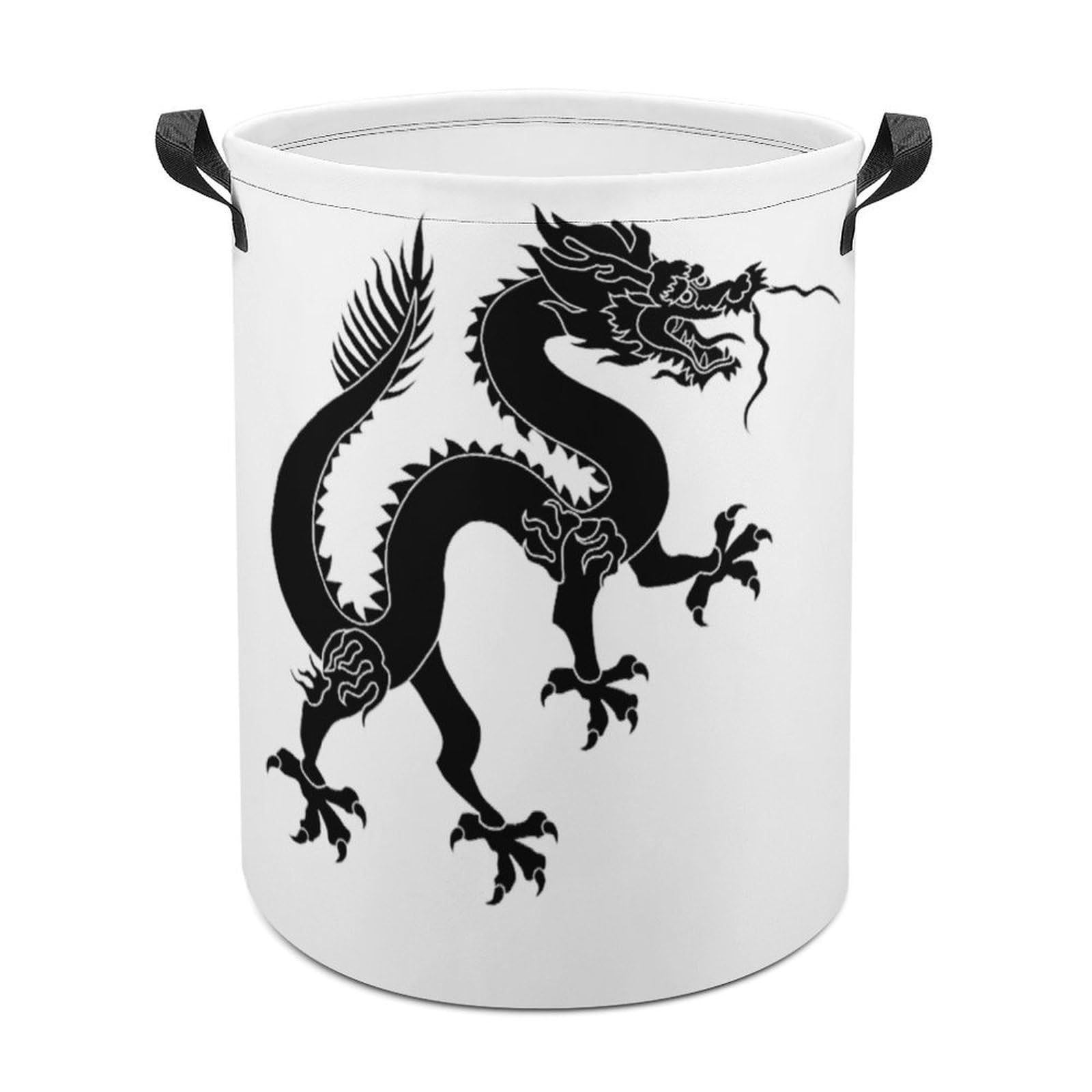 Wlntrophic Laundry Hamper, Black Dragon Laundry Basket, Washing Basket with Handle