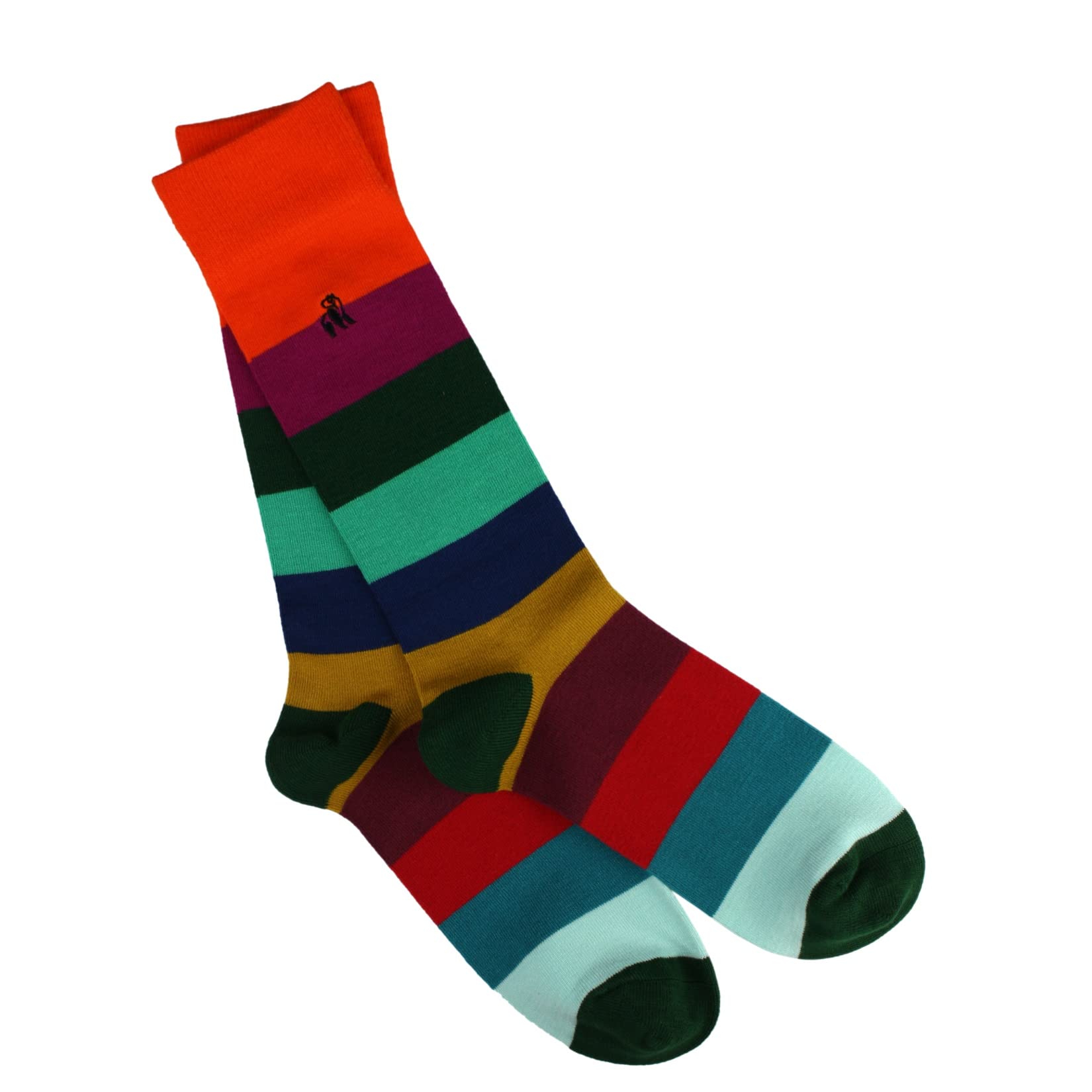 Swole Panda Men's Multicolor Bamboo Socks Uk7-11 - Multi Coloured Block Stripe Socks