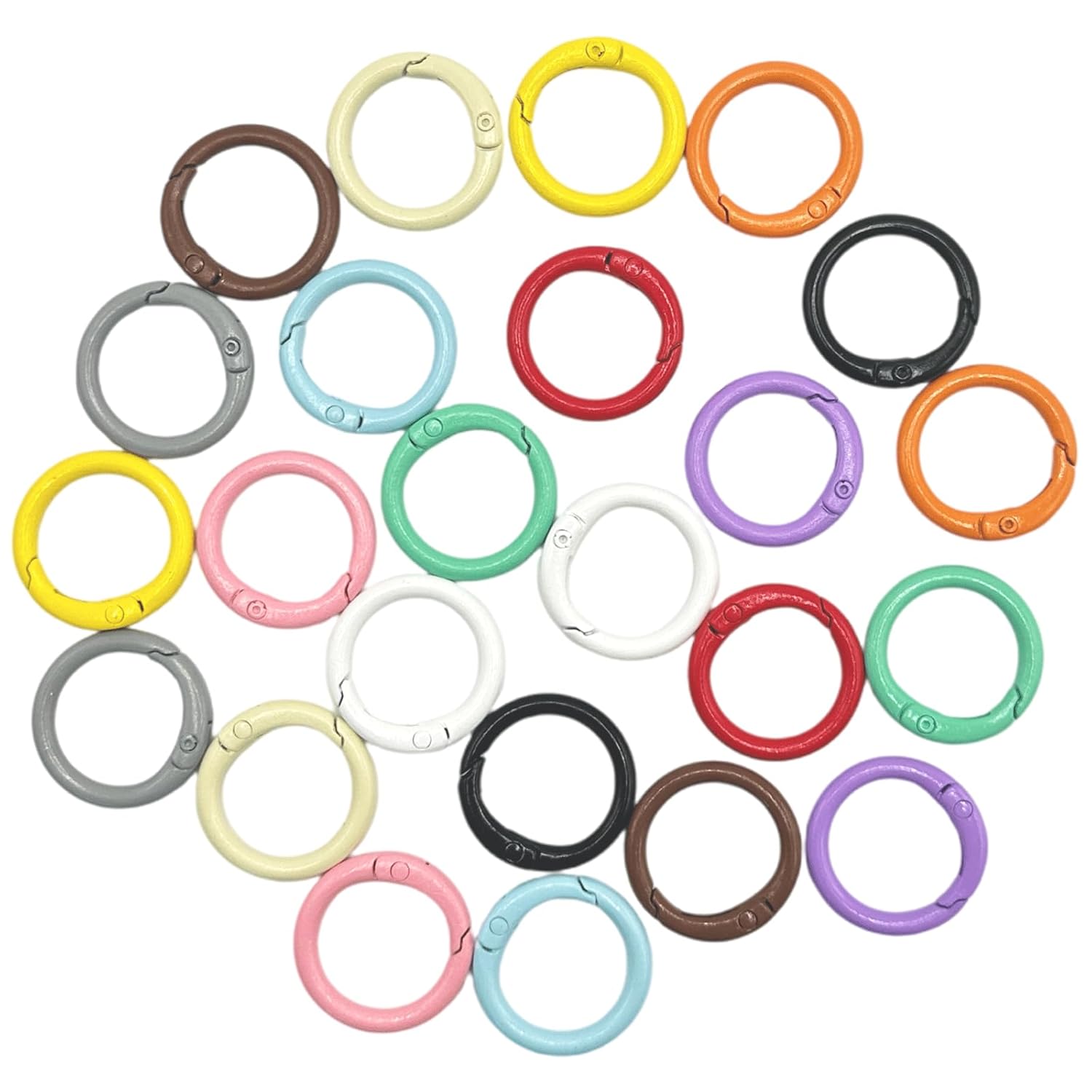 24PCS Alloy Spring O Ring Clips, Round Keychain Carabiner Clips, Colorful Carabiner with Snap Clip for DIY Accessories Keychains Bags Belts Lanyards
