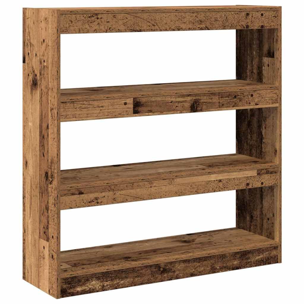 Libreria in legno anticato, 100 x 30 x 103 cm, con 3 ripiani e molto spazio per soggiorno, ufficio, cameretta dei bambini, da parete o da appoggiare