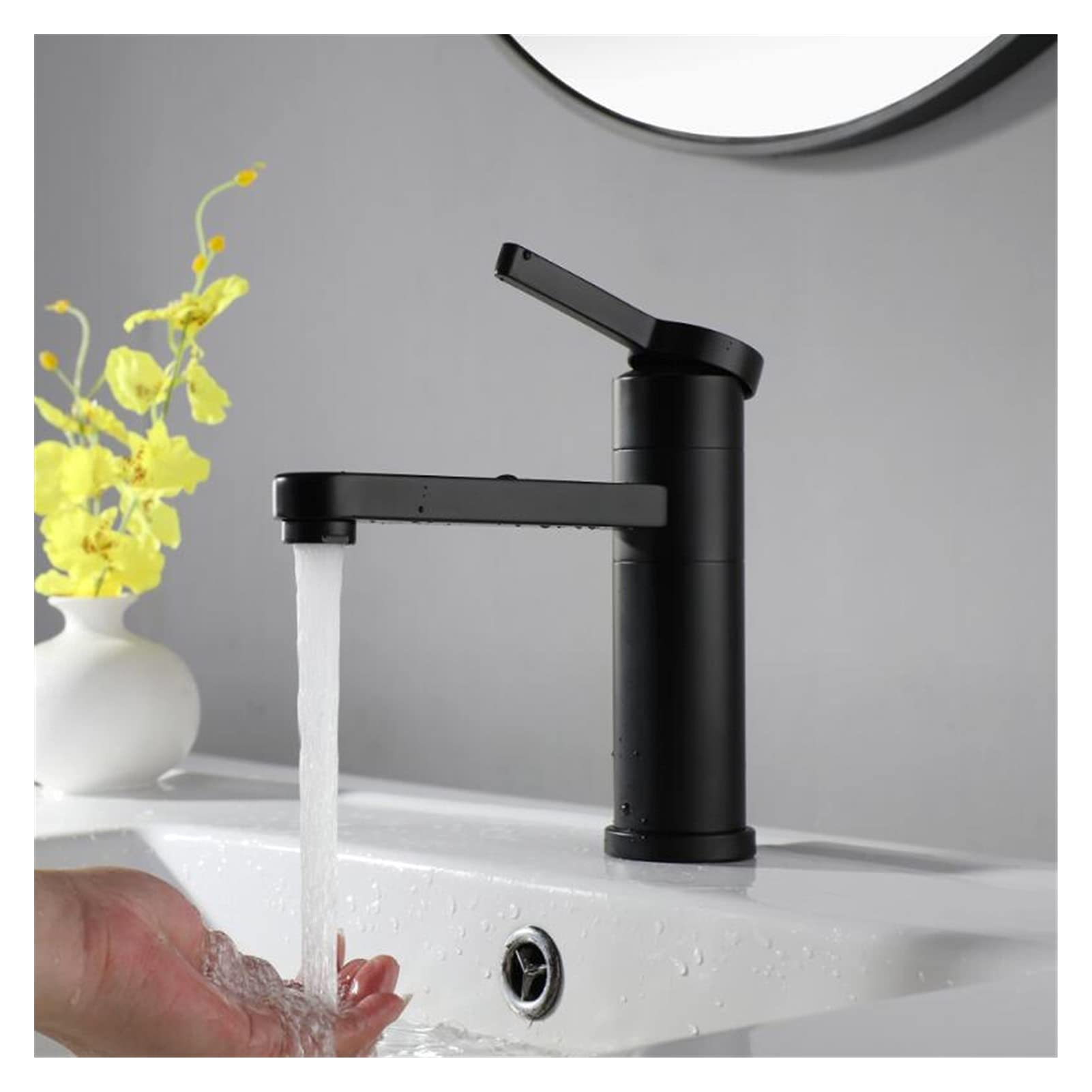 Mooilko Nero Bathroom Faucet Black Bathroom Basin Faucet Cold And Hot Water Mixer Sink Tap Single Handle Deck Mounted Black And Goldtap Easy To Install(Nero)