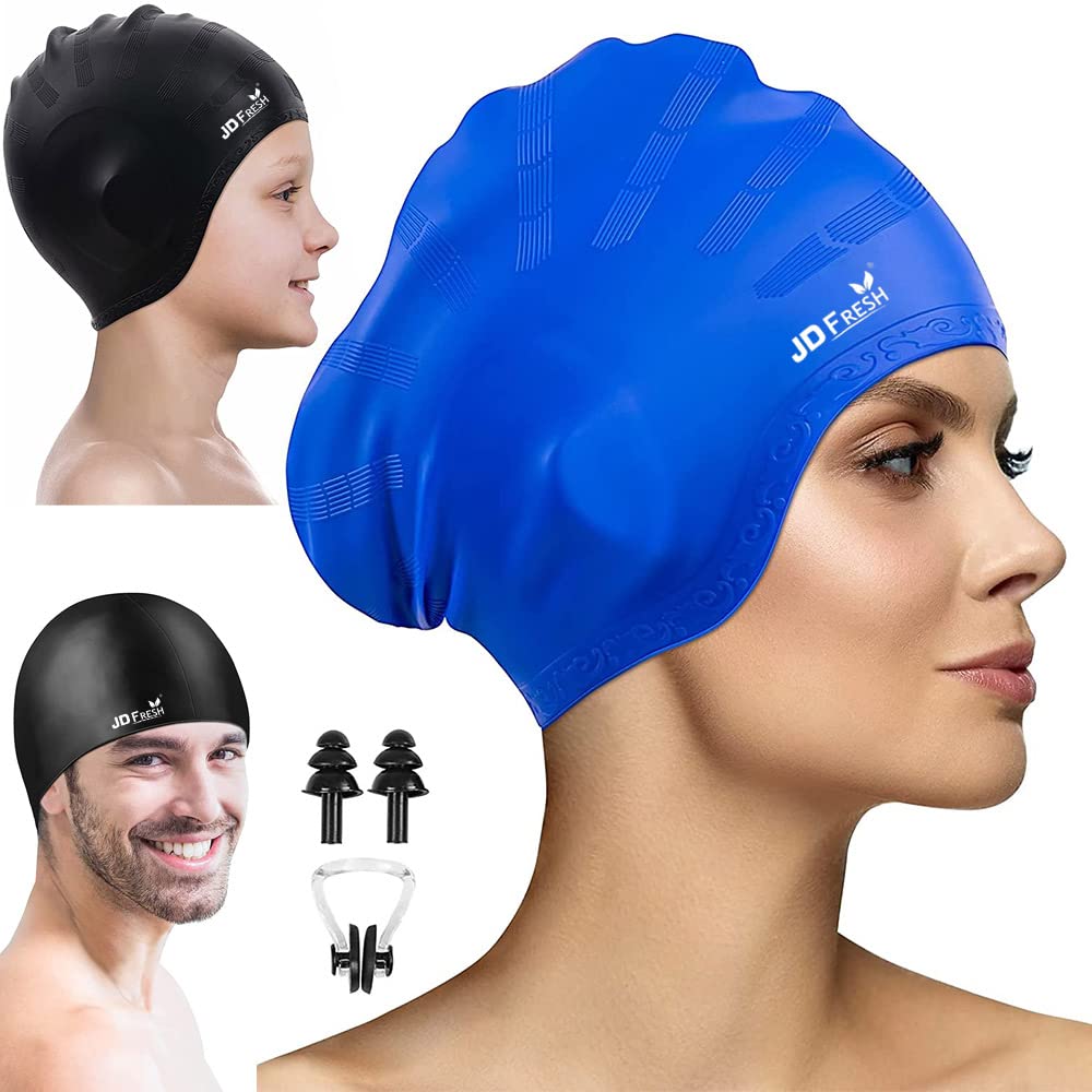 JD FRESH Silicone Swimming Cap for Men & Women/Keeps Hair Clean and Ears Protected/Unisex Swim Caps/Caps for Long/Braided/Thick Hairs/Swimming Cap(Blue) (B0C71T2Y6Q) Amazon Price History, Amazon Price Tracker