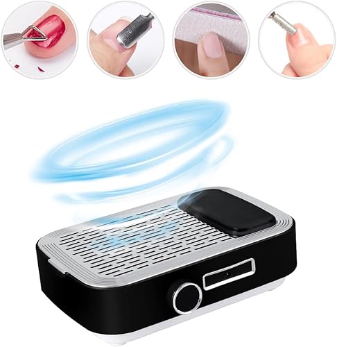 Miniatura 4 de Colector de polvo de uñas de 80 W, negro, colector de polvo de ventilador de uñas recargable, colector de polvo de ventilación de uñas para estudio,