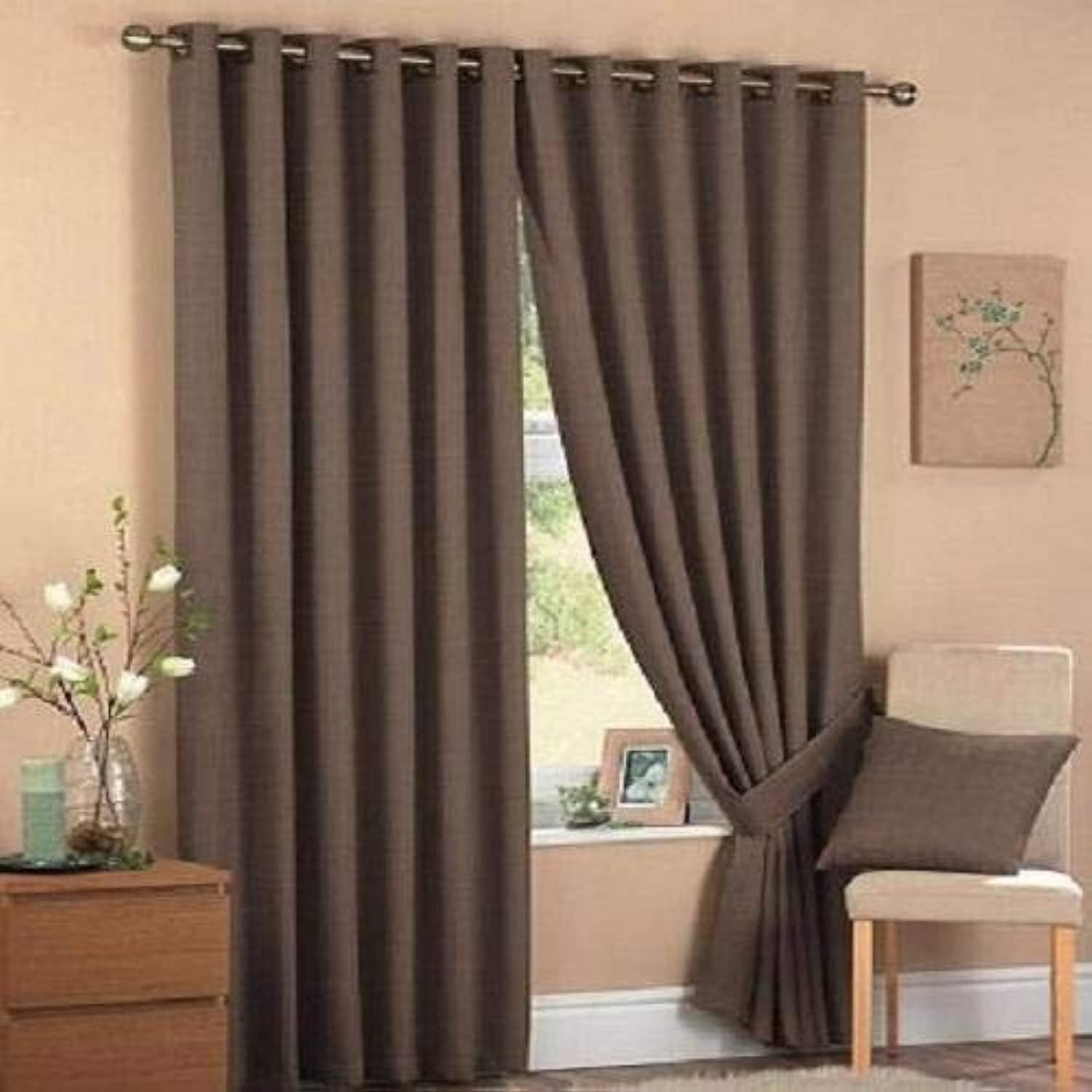 ستائر لغرفة النوم بتصميم سادة قطيفة ولون بني , L: اشتري اون لاين بأفضل الاسعار في مصر - سوق.كوم الان اصبحت امازون مصر
