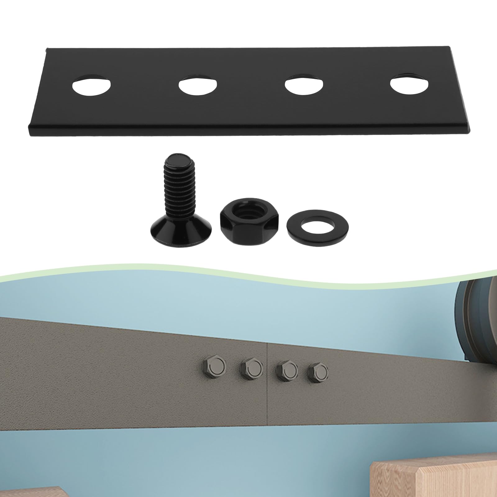 Briny River 1 Set 80mm Interior Sliding Barn Door Hardware Connecting Adaptor Suitable for Sliding Barn Door Track TV Wall Mount Closet Door - Image 3