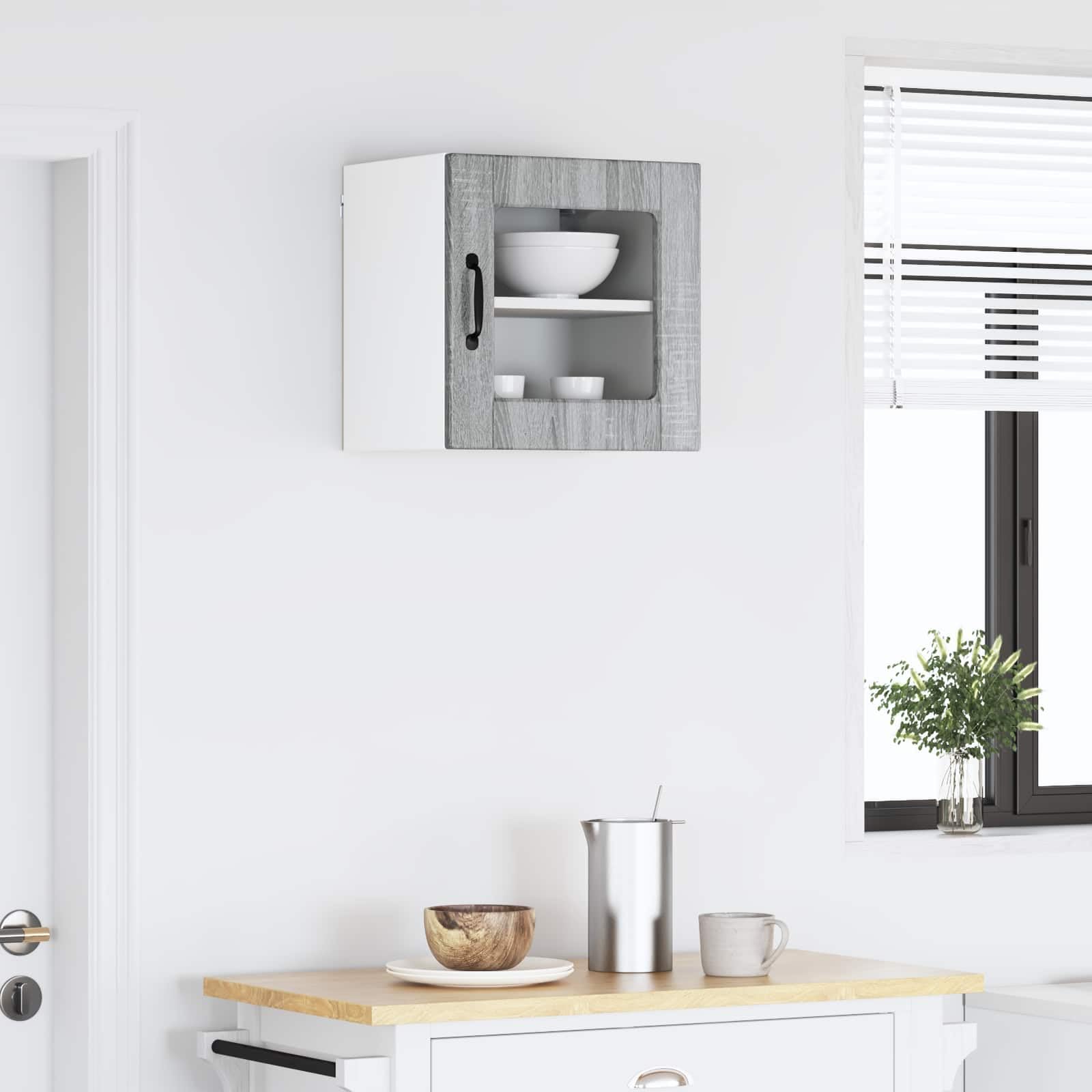 Grauer Küchenschrank Sonoma 40 x 31 x 40 cm aus Holzwerkstoff mit viel Küchenstauraum und praktischem Küchenzubehör für eine Moderne Einrichtung