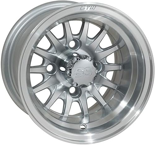 Miniatura 6 de GTW Combo de ruedas y neumáticos para carrito de golf de 10 pulgadas  GTW Medusa ruedas mecanizadasplateadas en neumáticos todo terreno 22x11-10