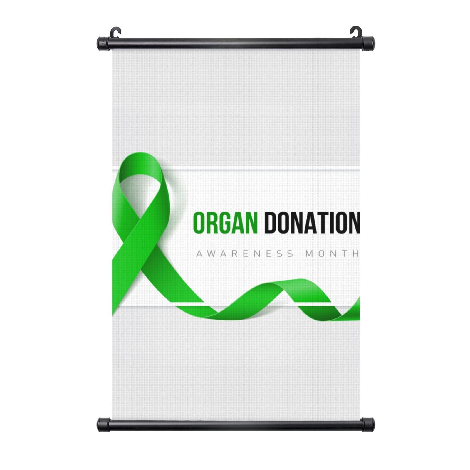 ZQAQFC Organ Donation Awareness Month Green Ribbon Poster Banner Backdrop Wall Art Prints Posters Decor For Home Office 16"X24"