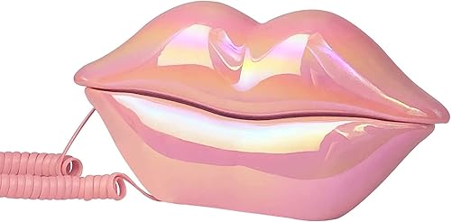 Miniatura 2 de Teléfono de labios rosados, teléfono fijo con cable para oficina en casa, hotel, divertido y lindo teléfono de boca para fotografía, decoración de