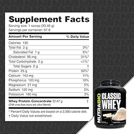NutraBio Classic Whey Protein Powder- 25G of Protein Per Scoop - Full-Spectrum Amino Acid Profile - No Fillers, Artificial Colors, Preservatives - Low Glycemic Index - Creamy Vanilla, 5 Pounds