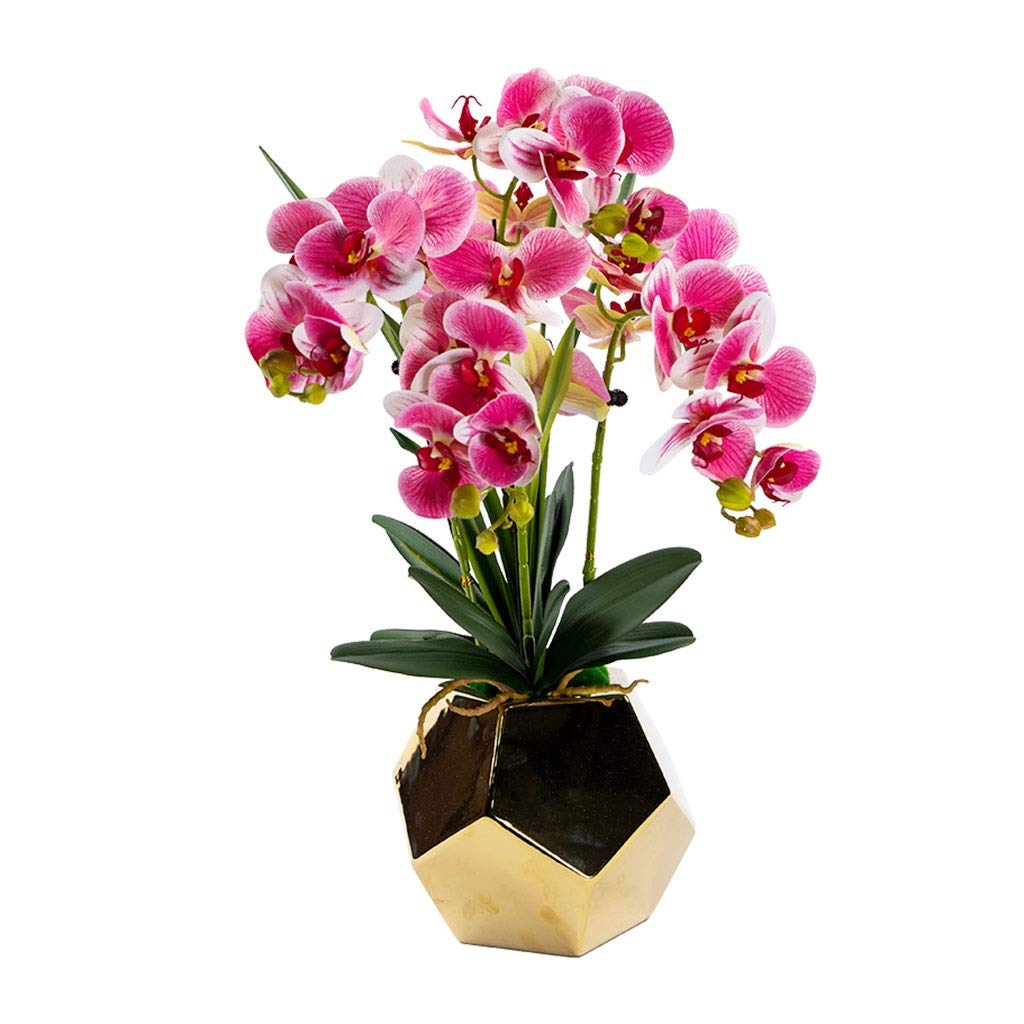 AYCDL Artificial Flower in Pot Artificial Flowers with Vase Orchid Bonsai Fake Flowers Home Decorations for Living Room, Purple Artificial Plant Flower A