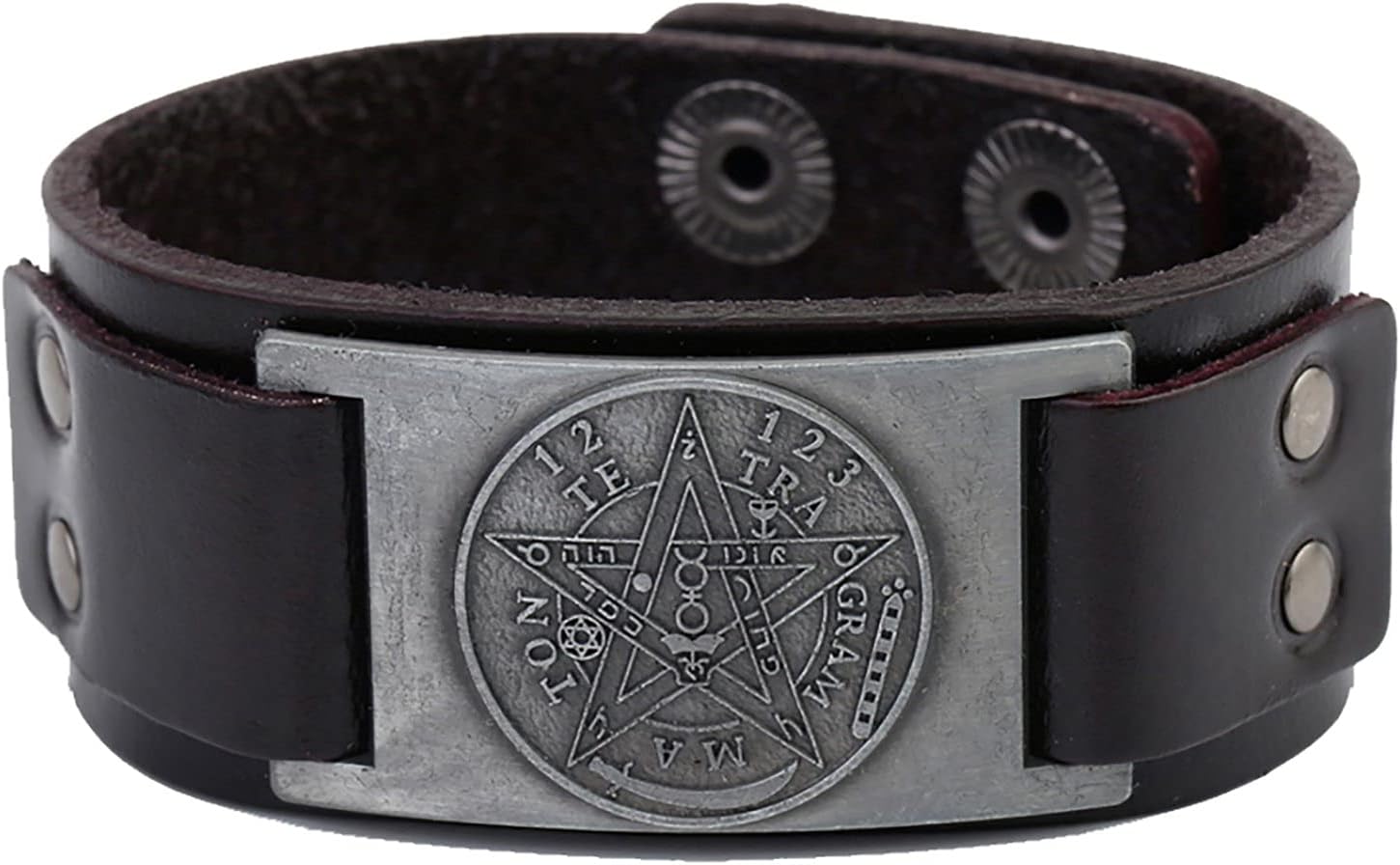 ZWJAX Hombres Hombres Vintage Viking Amuleto Pulseras Bangle Dawaparaguo Pentagrama Nombre de Israel Dios Tetragrama Maton Talisman Fiesta Grupo Pulsera de Paseo/D