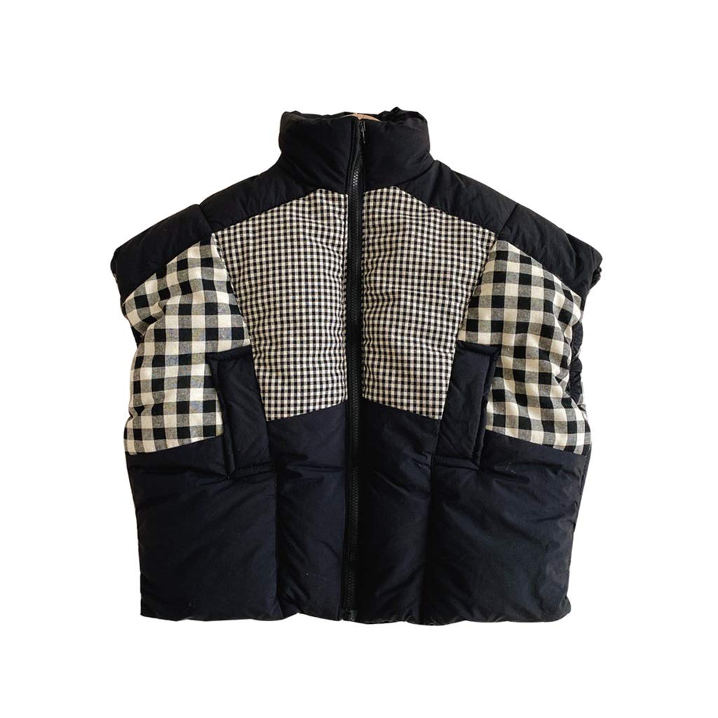 Baby Down Vest Warm Sleeveless Jacket Vest Stand Collar Lightweight Zip Quilted Gilet Thicken Outwear Warm Overcoat (Color : Black, Size : XX-Large)