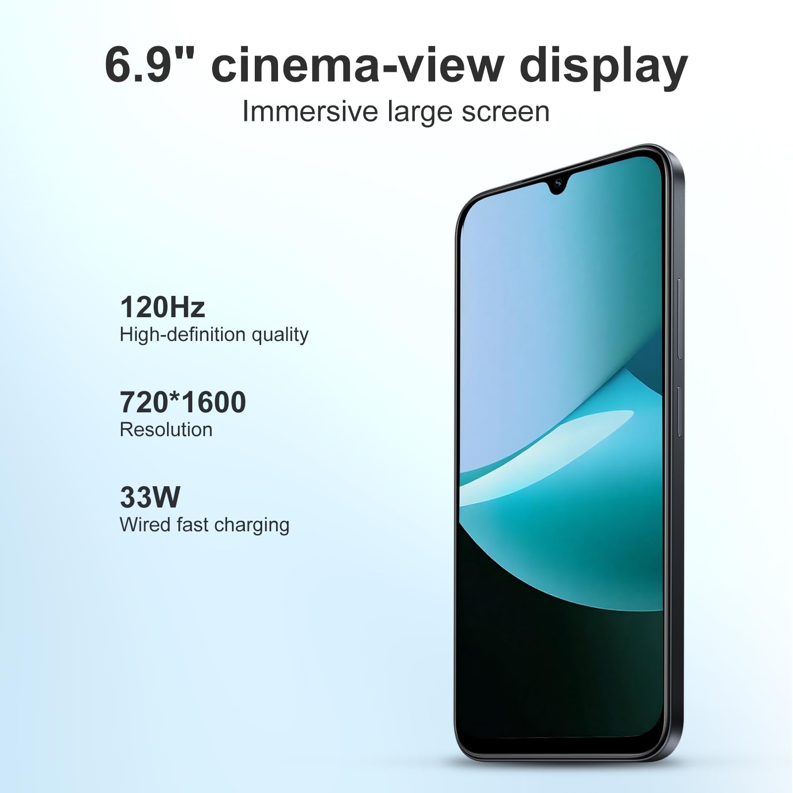 XIAOMI Redmi 15C 4+256GB Smartphone, Display 6.9" HD+ 120Hz, Batteria 6000mAh, Fotocamera 50MP, Processore Octa-Core, Senza Caricatore-Nero mezzanotte, Include Custodia Protettiva