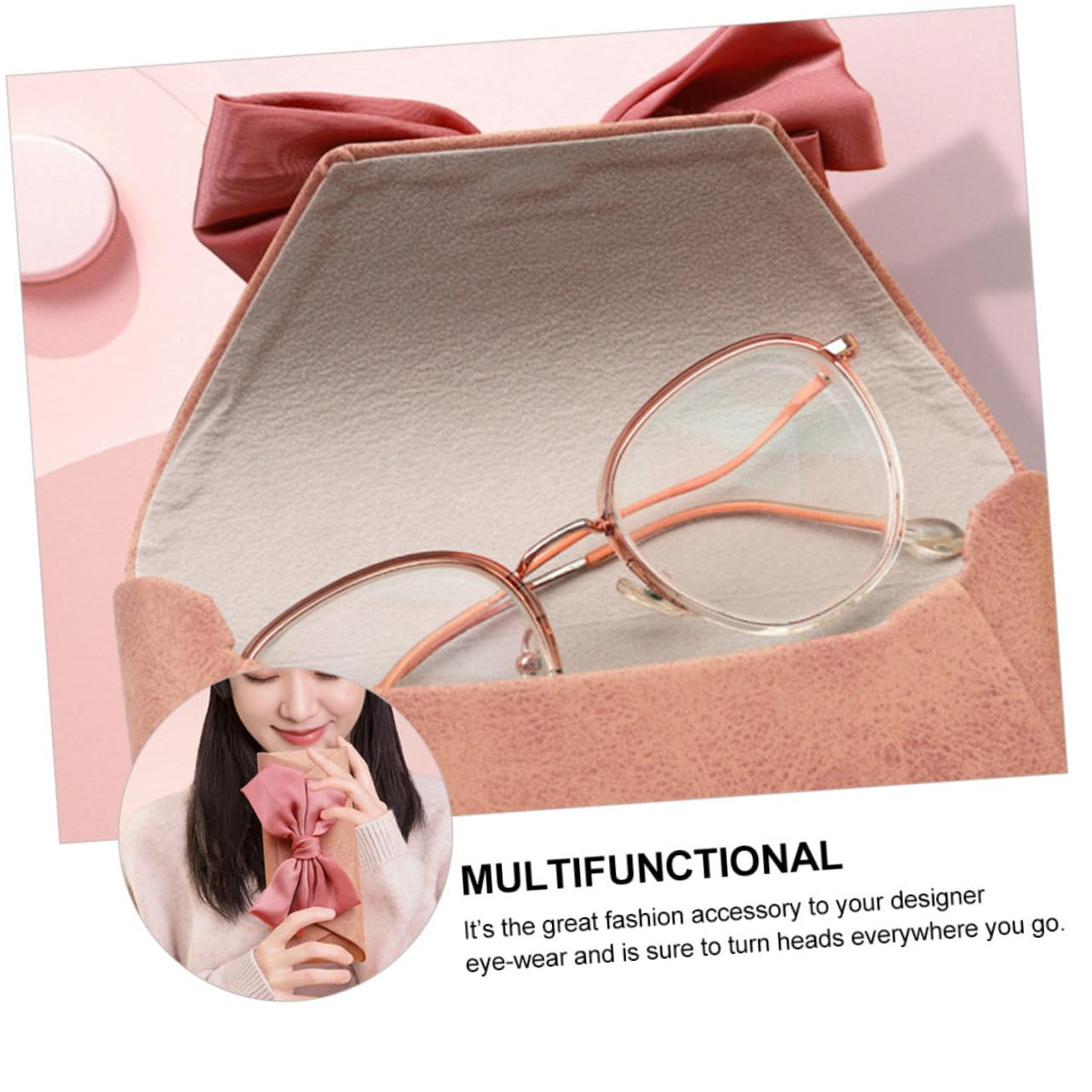 Beavorty Borse Per Occhiali Decorate Resistenti Per Sole E Occhiali Rosa