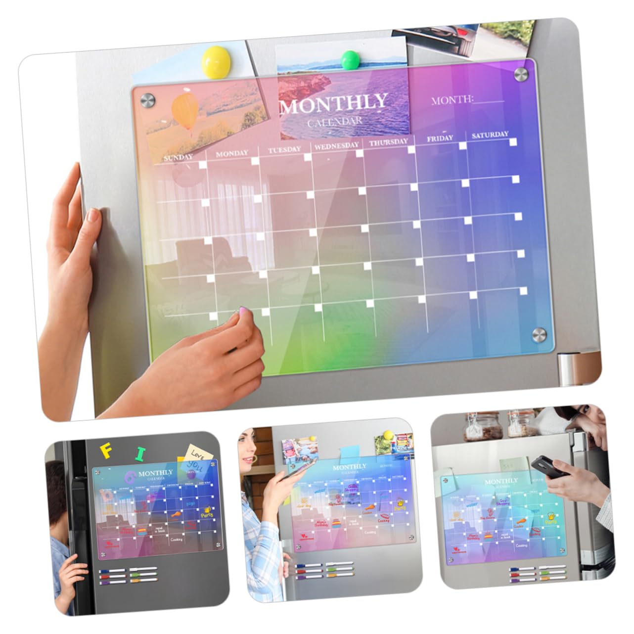 Magnetische Acryl Planungstafel Monatsplaner für Kühlschrank