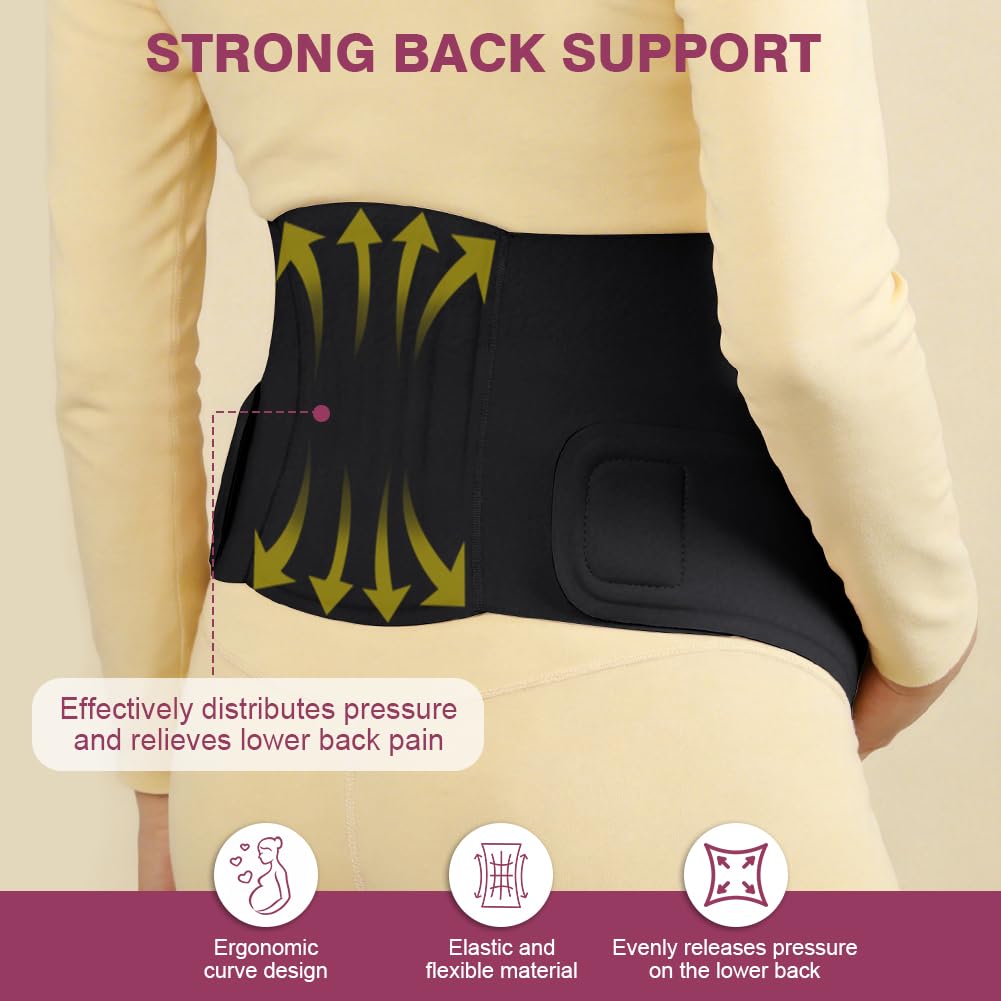 Faja Embarazada sin Costuras, Faja Abdominal Embarazada con Ajustable Hook and Loop, Mujeres Embarazadas Ergonomía Faja Lumbar Soporte con para la Abdomen y Cintura, Negro