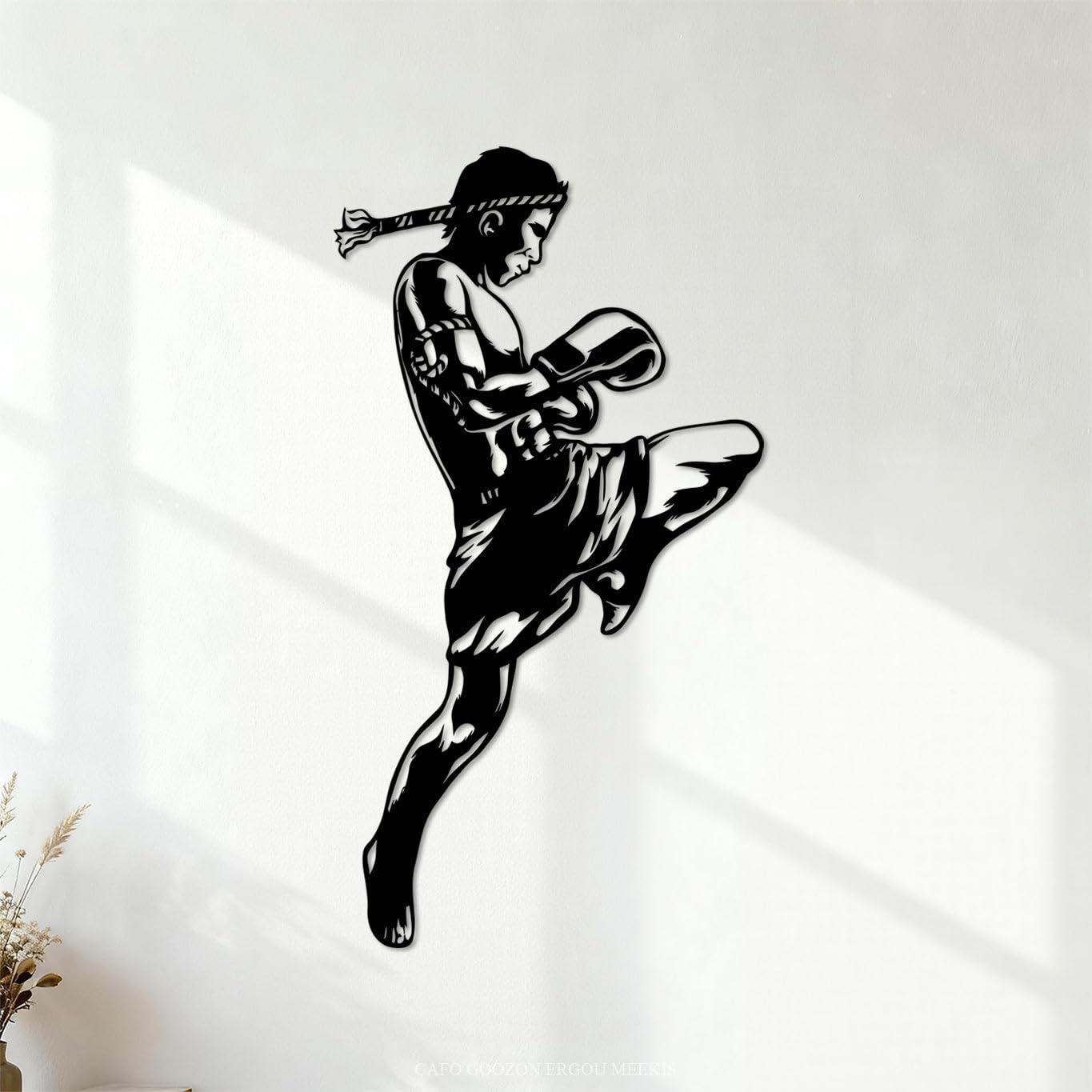 Muay Thai Boxing MMA Fighter Martial Arts Sports Wall Decals Paster Paper 30x56cm Wall beautification Black