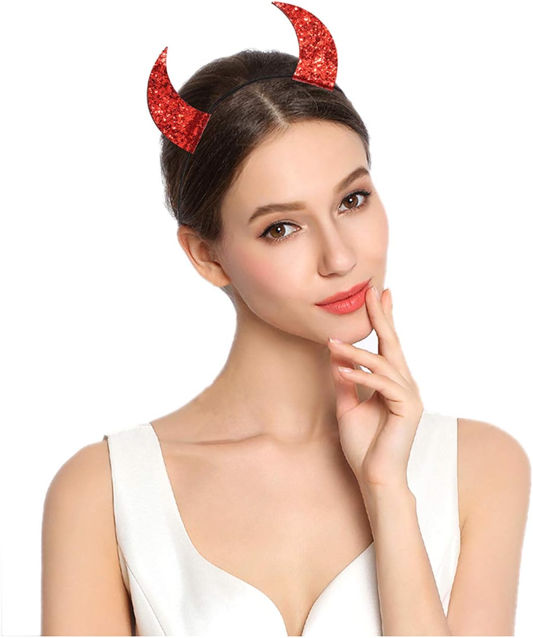 Halloween Headband Glitter Devil Horns Headband Headpiece Hair Accessory for Halloween Costume - Image 2
