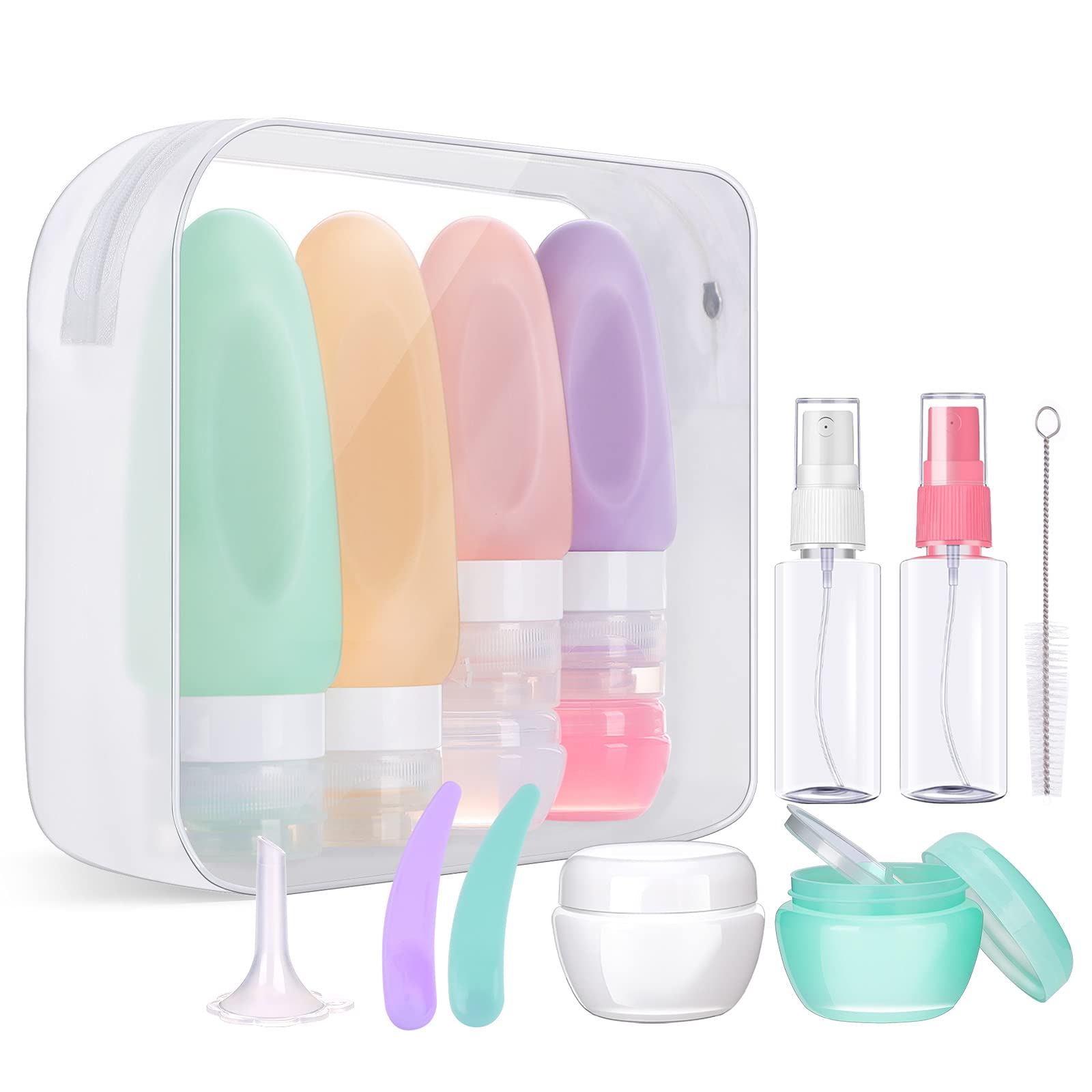 16 Pack Travel Bottles for Toiletries, Morfone Leak Proof Refillable Travel Size Containers Silicone Squeezable Travel Accessories for Shampoo Conditioner Lotion Body Wash