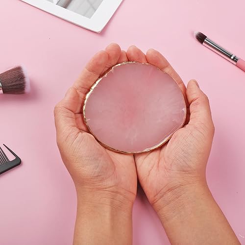 Miniatura 6 de Ouligay Paleta de arte de uñas de resina Paleta de mezcla de maquillaje con borde dorado, herramienta de arte de uñas, diseño de gel, bandeja de