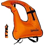 Lyuwpes Snorkel Vest Inflatable Adult Snorkeling Jackets Free Diving Swimming Safety Load Up to 220 Ibs Orange