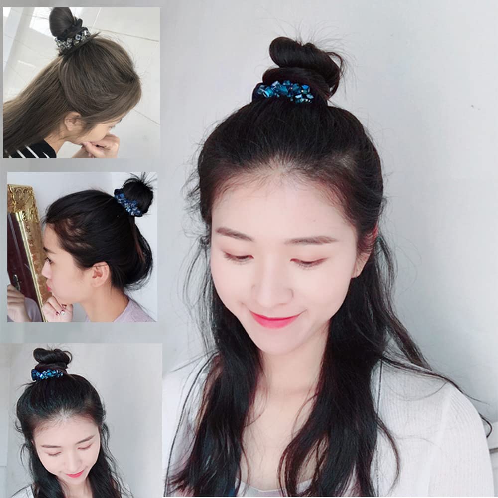 Amazon | シュシュ リボン キューブ ヘアゴム クリアストーン 大人っ 