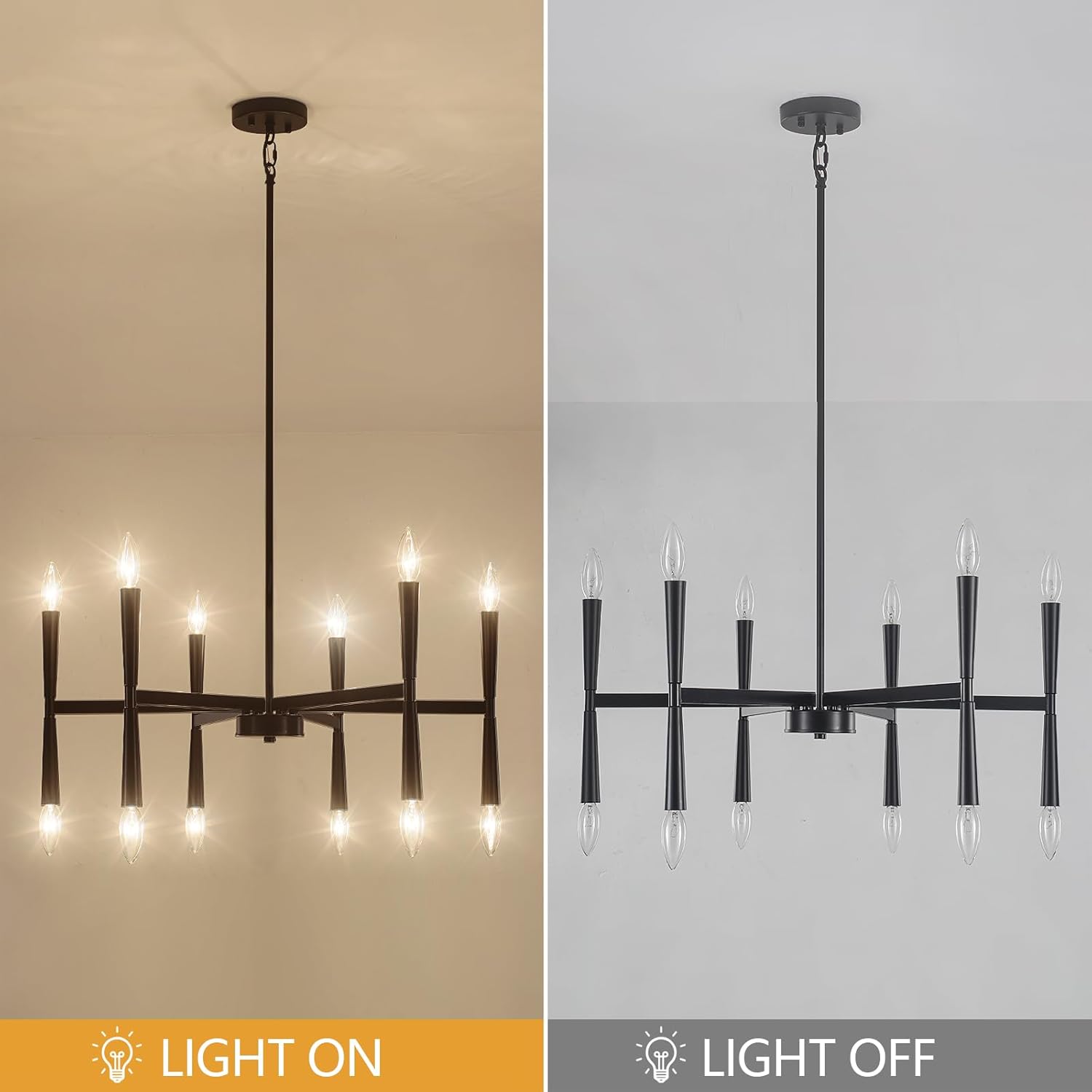 27.56 inch Large Black Modern Farmhouse Chandelier, Foyer Entryway Chandelier Light Fixture, Kitchen Pendant Lights Metal Industrial for Bedroom Dining Room Over Table Living Room Laundry Room