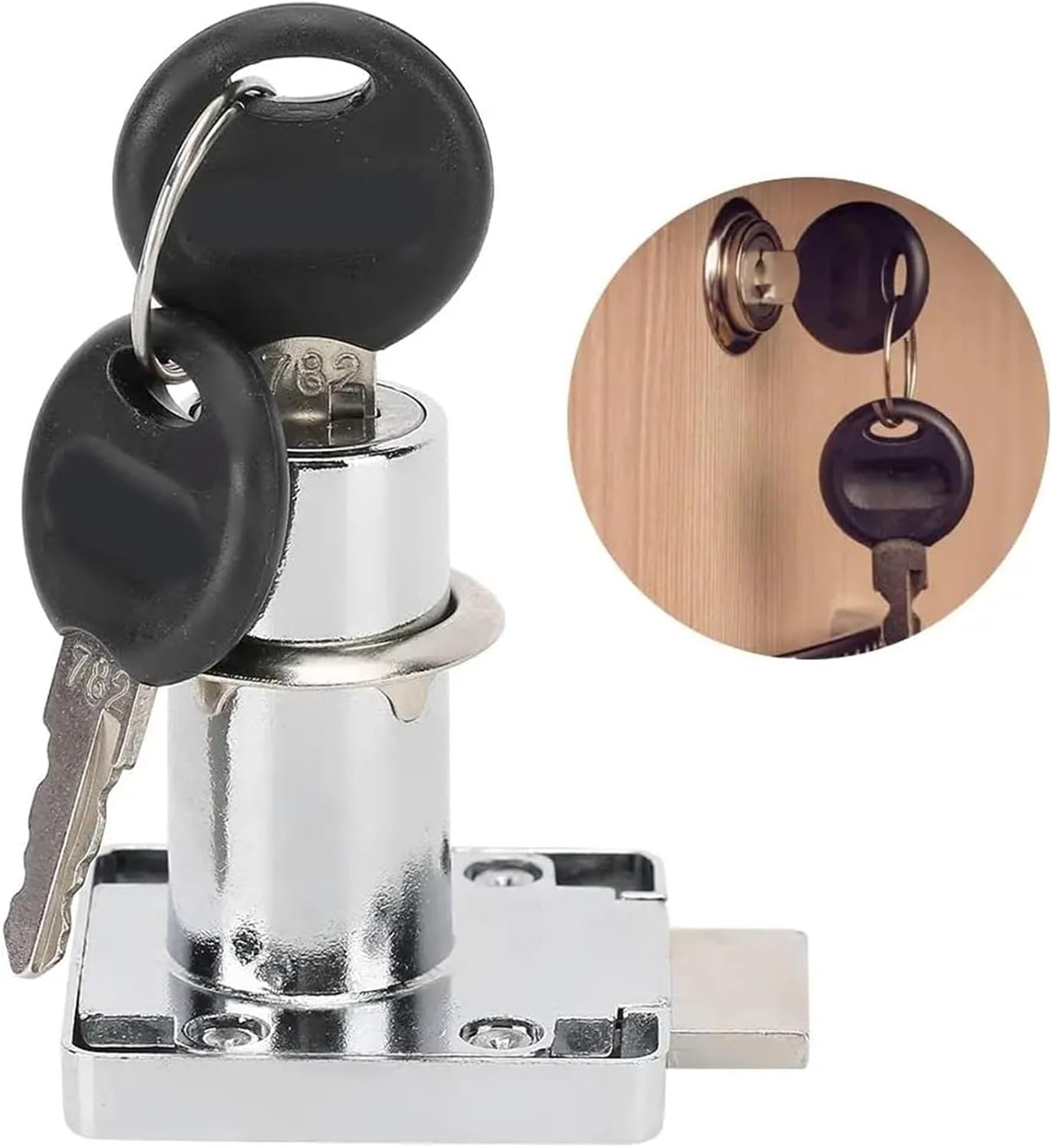 Brass Cabinet Cam Lock with 2 Keys, Drawer and Cupboard Hasp Latch for Wardrobe, Desk, and Mailbox Furniture(Beige)