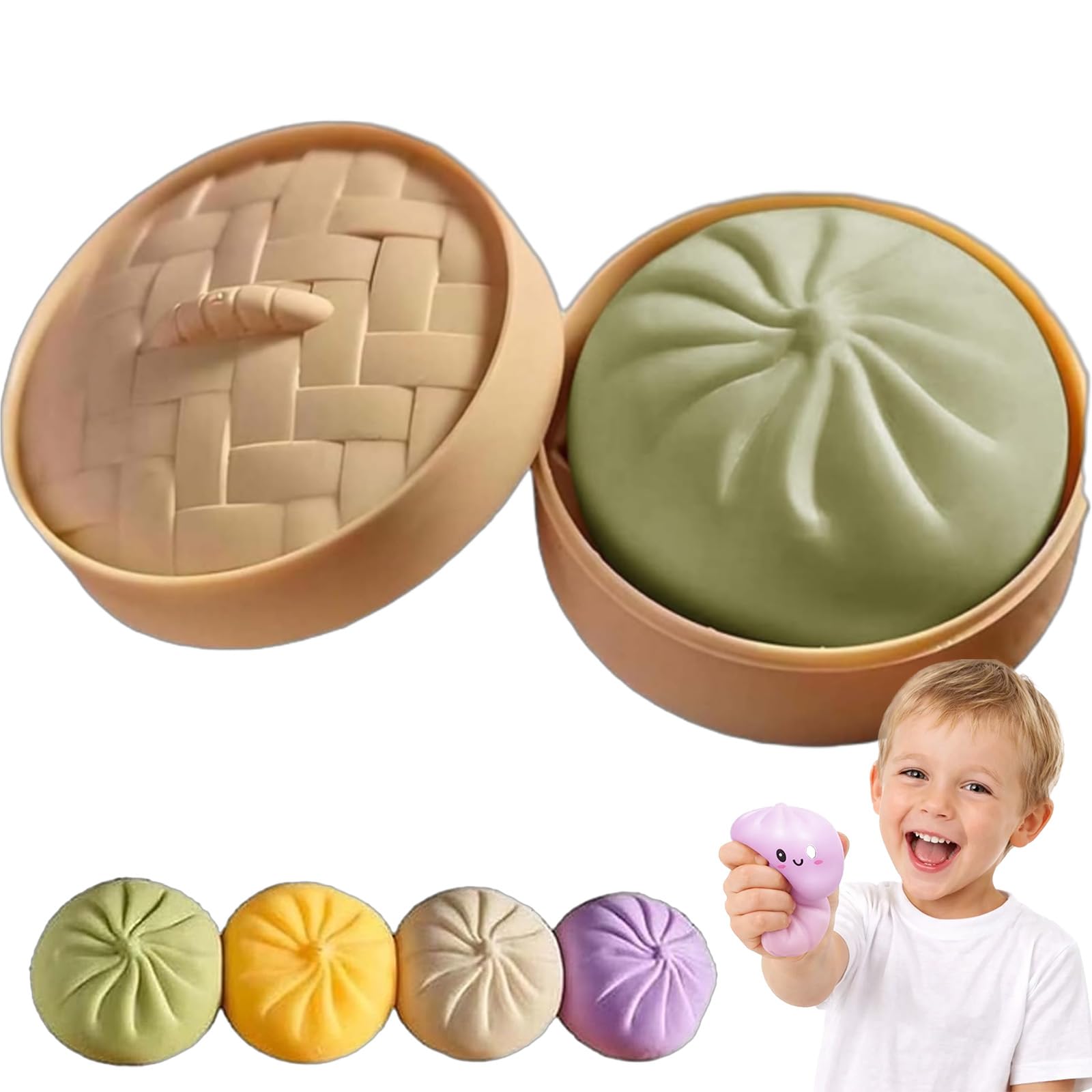 2026 New Mystery Dumpling Squishy, 10cm Giant Squishy Dumpling Stress Ball, Jumbo Dumplings Toy with Steamer Box, Rainbow Mystery Squishy Bun, Anxiety Relief Fidget Toy, for Adults&Kids (D2,1PC)