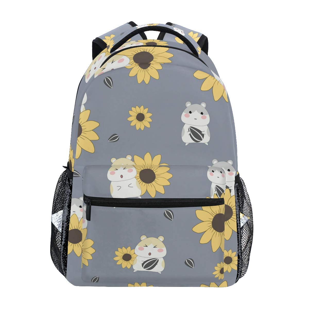 senya School Backpack Cute Hamster And Sunflower Bookbag for Boys Girls Travel Bag One Size Multicoloured 6