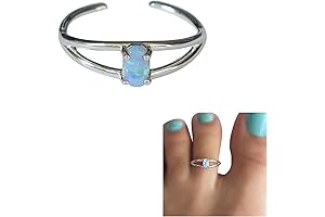MiYa Handmade 5x3mm Oval Blue Opal Ring: Non-Tarnishing Glamour