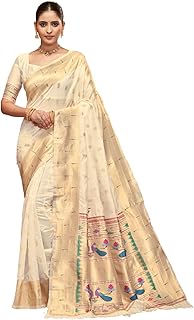 amirat Women's paithani silk saree with golden zari woven and blouse piece-picture-48