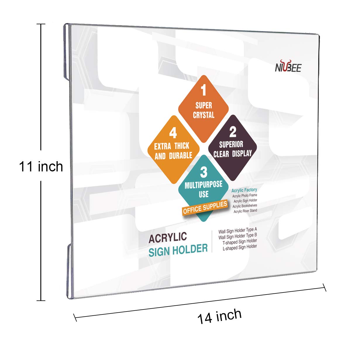Snapklik.com : NIUBEE Acrylic Sign Holder 14x11 Inches Horizontal ...