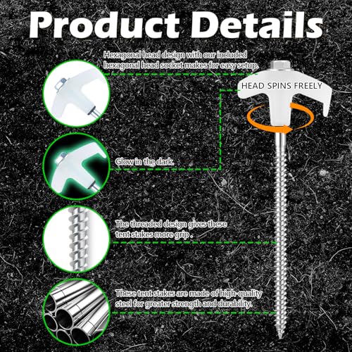 12 Pack Luminous Screw Stakes