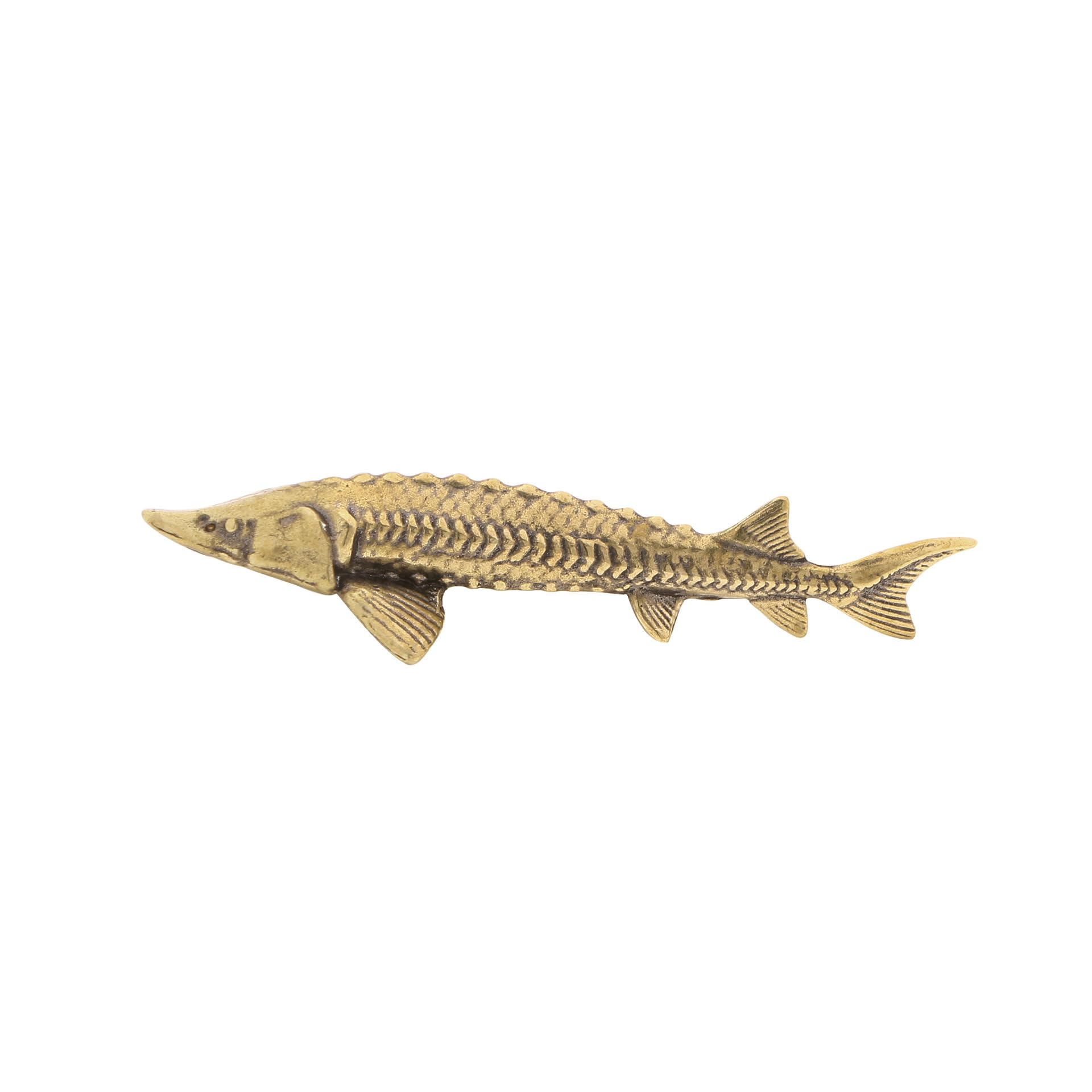 NGDFGR Brass Lake Sturgeon Miniature Statue,Metal Marine Animal Sturgeon Model Sculpture Desktop Paperweight Ornament Home Bonsai Micro Landscape Decor Accessories