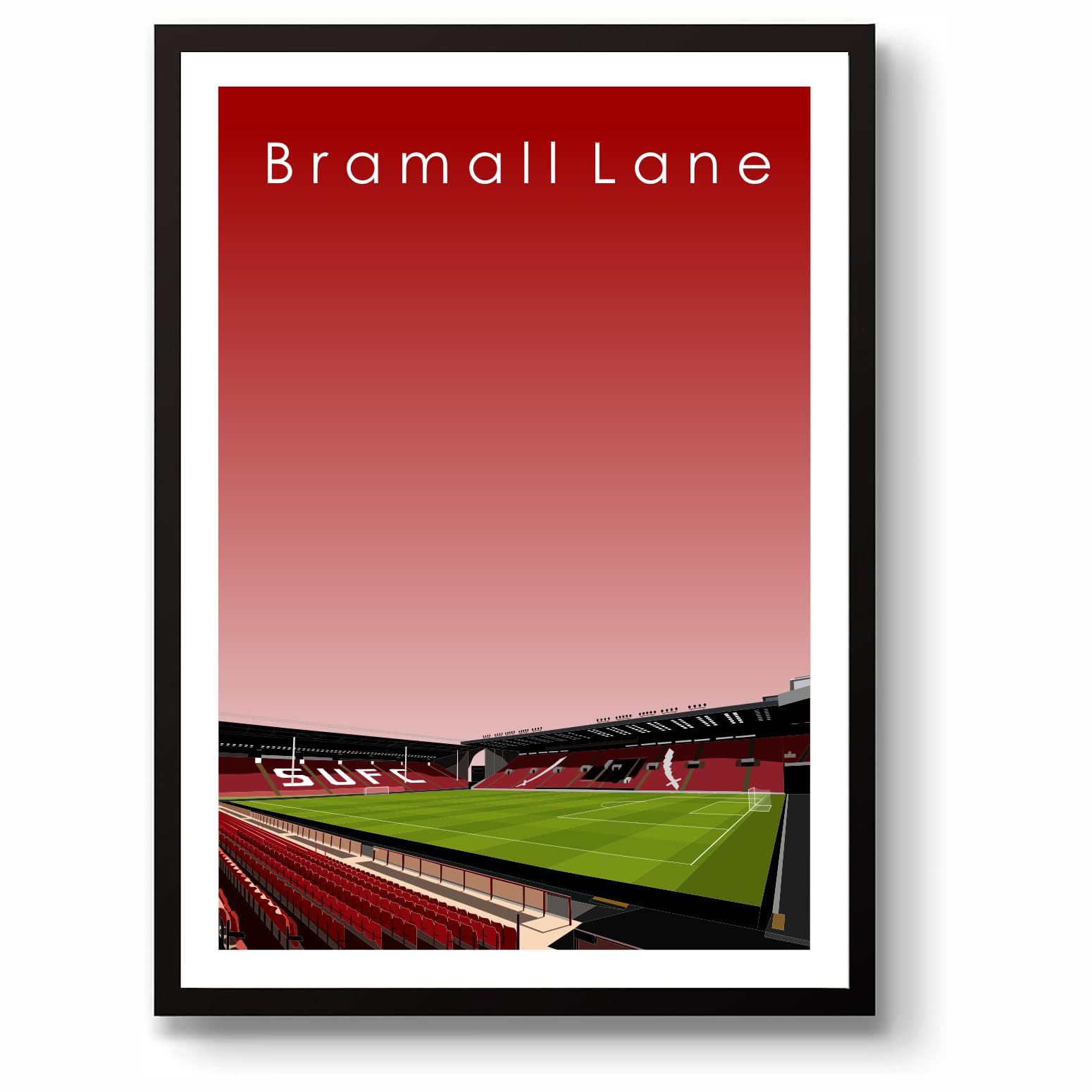Grounddesigns Men's Red And White Sheffield United Football Gift Bramall Lane Stadium Art Unframed A3 Print Sufc