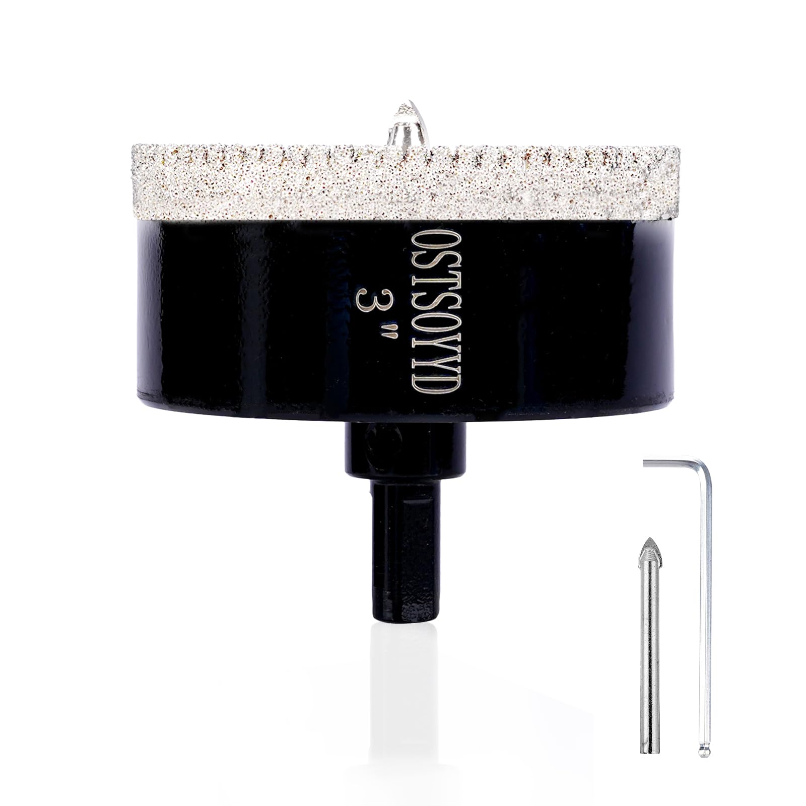 Sierra perforadora de diamante dentada con broca piloto, sierra perforadora con punta de diamante de 3 pulgadas para perforación precisa, para porcelana, azulejos, cerámica, granito, piedra, vidrio