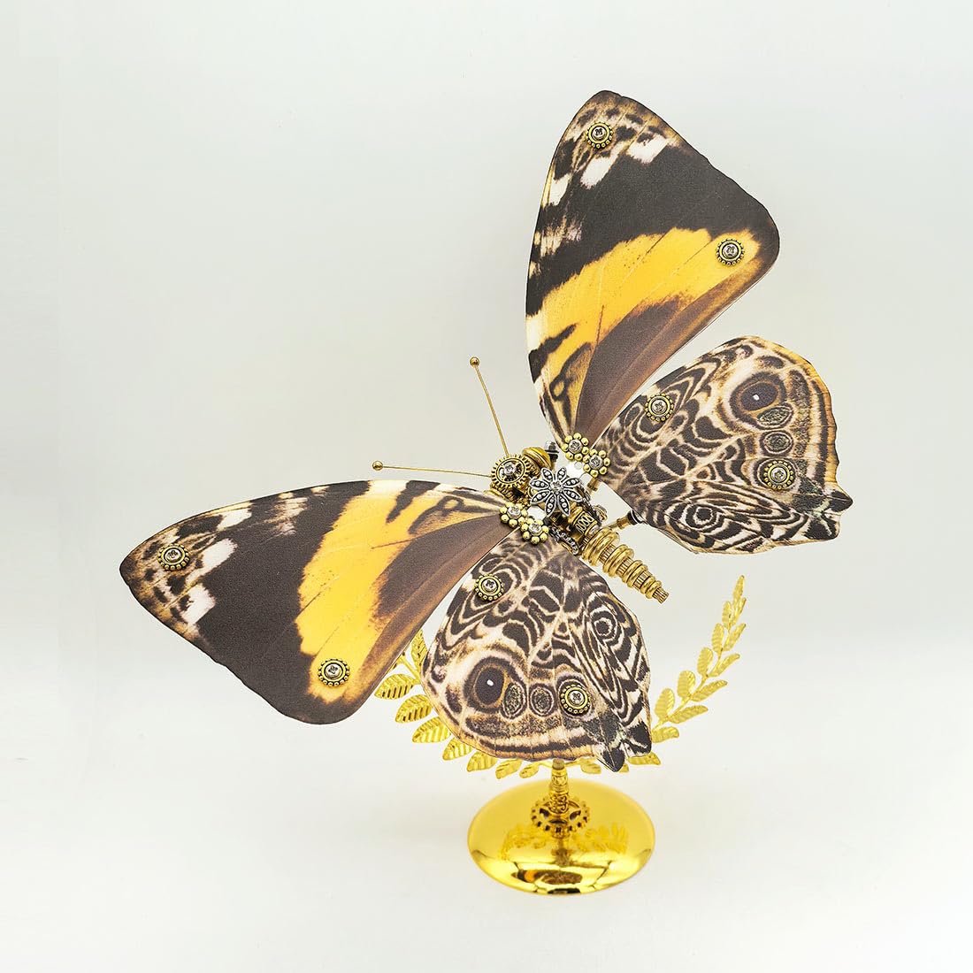 Generic Rompecabezas de metal 3D para adultos, kit de montaje de mariposa de ojo de pavo real steampunk con soporte, rompecabezas mecánico 3D, adorno de insectos, perfecto 2024 (más de 100 piezas)