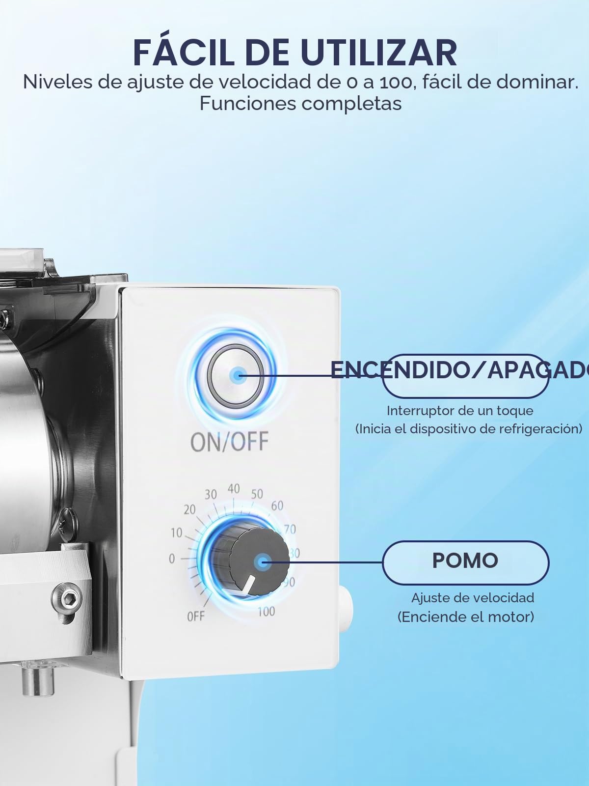 Máquina de hielo Snowflake, 60 kg/24 h, velocidad ajustable, enfriamiento rápido, para cócteles helados, batidos y zumos congelados.