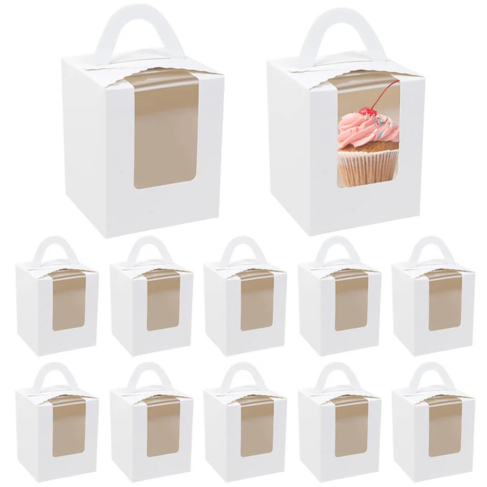 Caja Para Tartas Cajas individuales for cupcakes (10-30 unidades) - Soporte for pasteles Ideal for bodas, baby showers, cumpleaños y decoración de fiestas(White,30pcs)