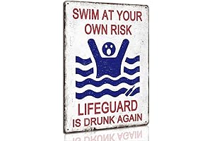 Vintage Swim At Your Own Risk Decor Sign for Your Pool, Beach,...